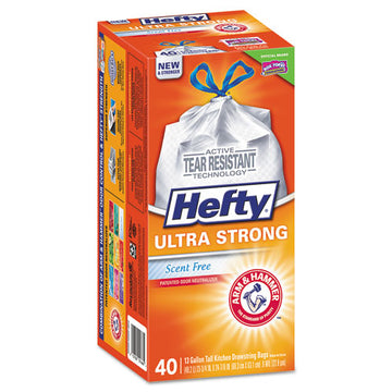 Hefty® Ultra Strong Tall Kitchen And Trash Bags, 13 Gal, 0.9 Mil, 23.75" X 24.88", White, 40-box, 6 Boxes-carton freeshipping - TVN Wholesale